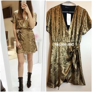 zara shiny wrap dress